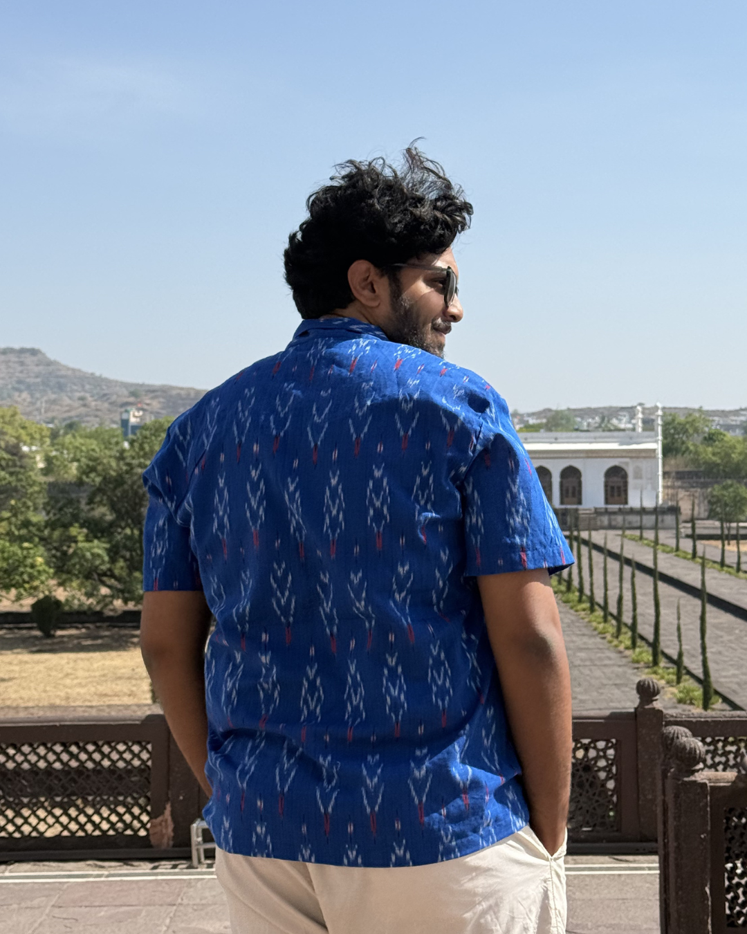 Karna - Ikkat Blue Shirt - Image 2