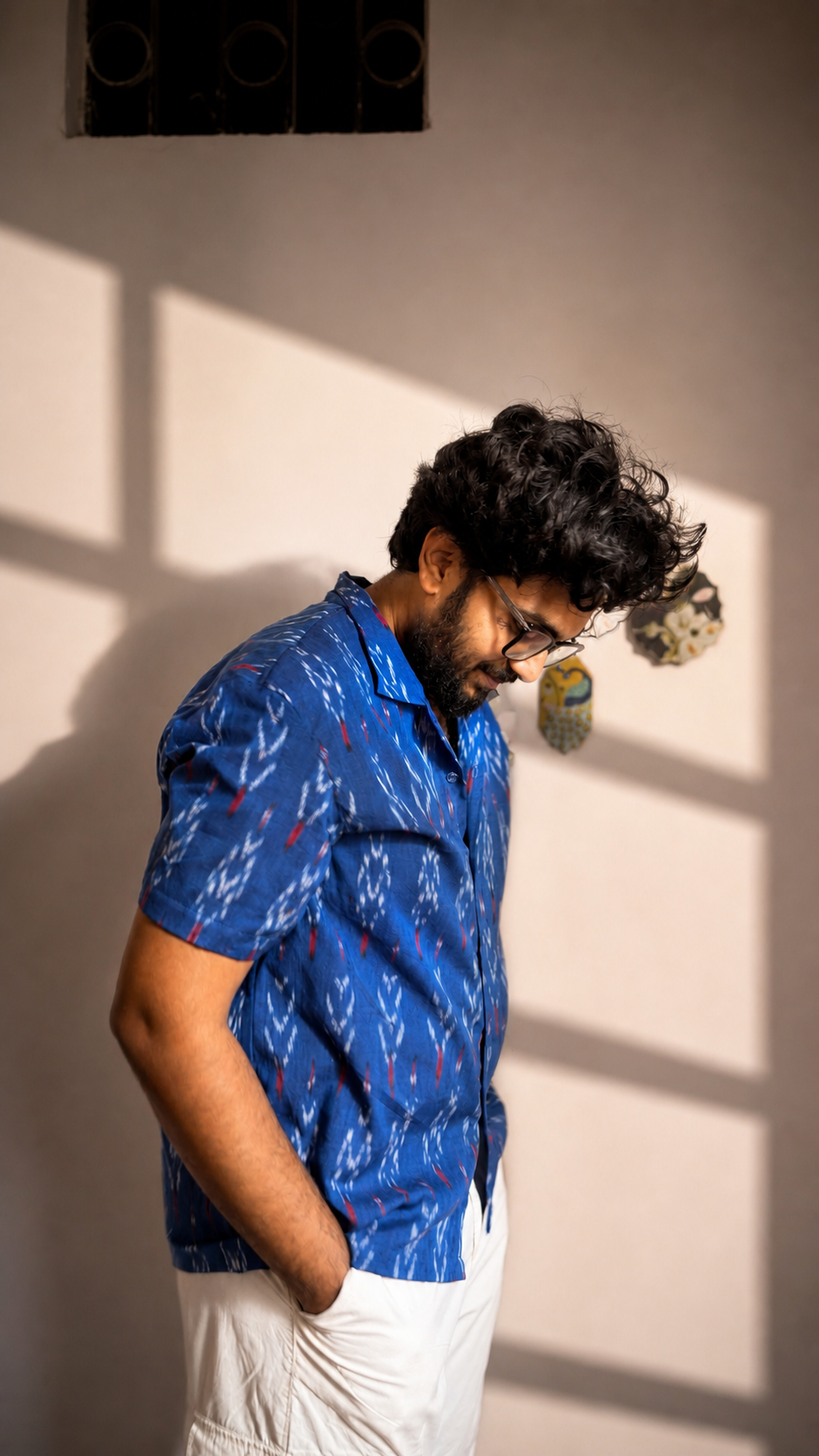 Karna - Ikkat Blue Shirt - Image 3