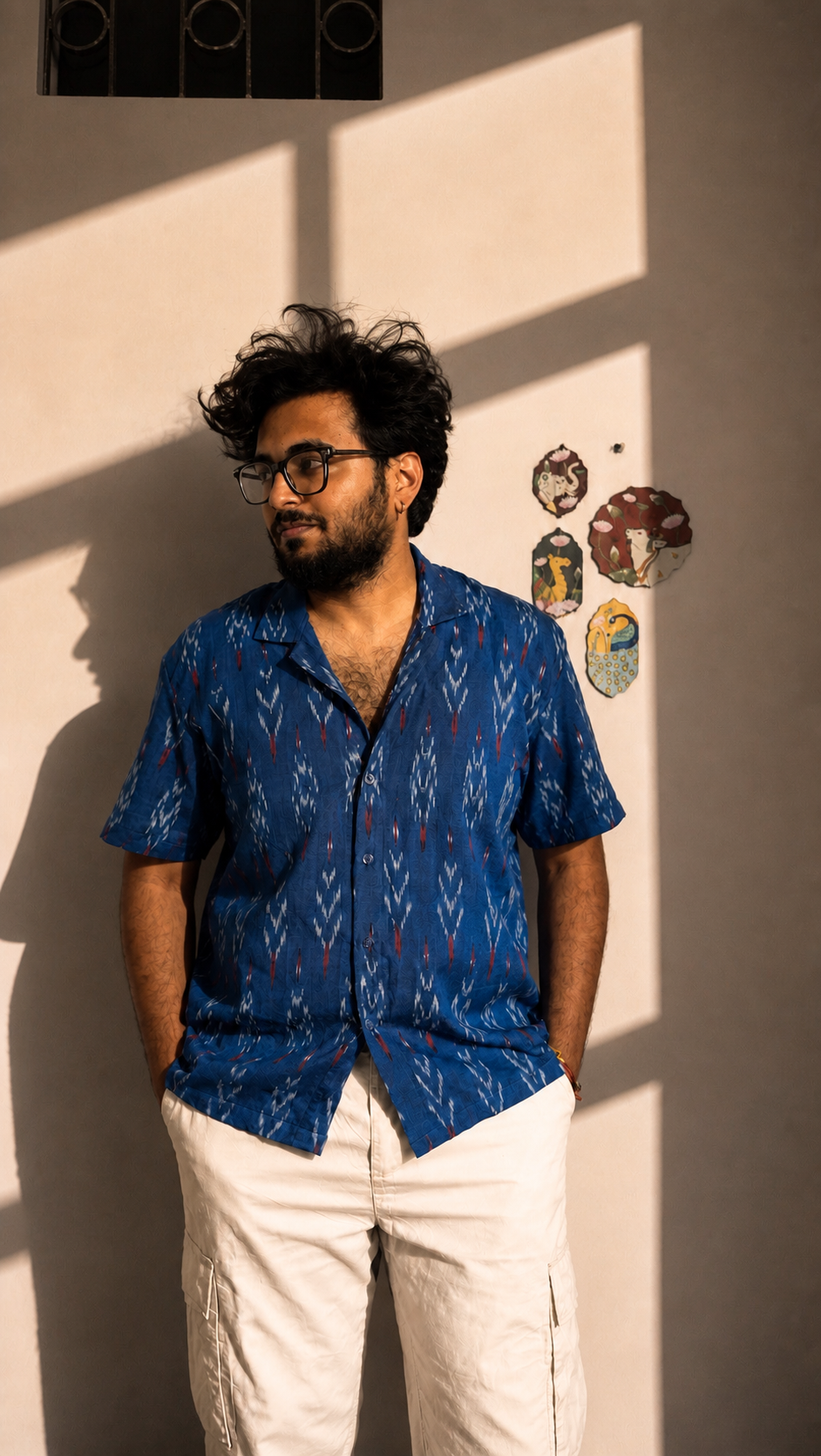 Karna - Ikkat Blue Shirt - Image 4